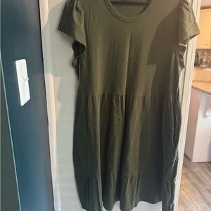 Time and Tru Olive Green Midi Dress